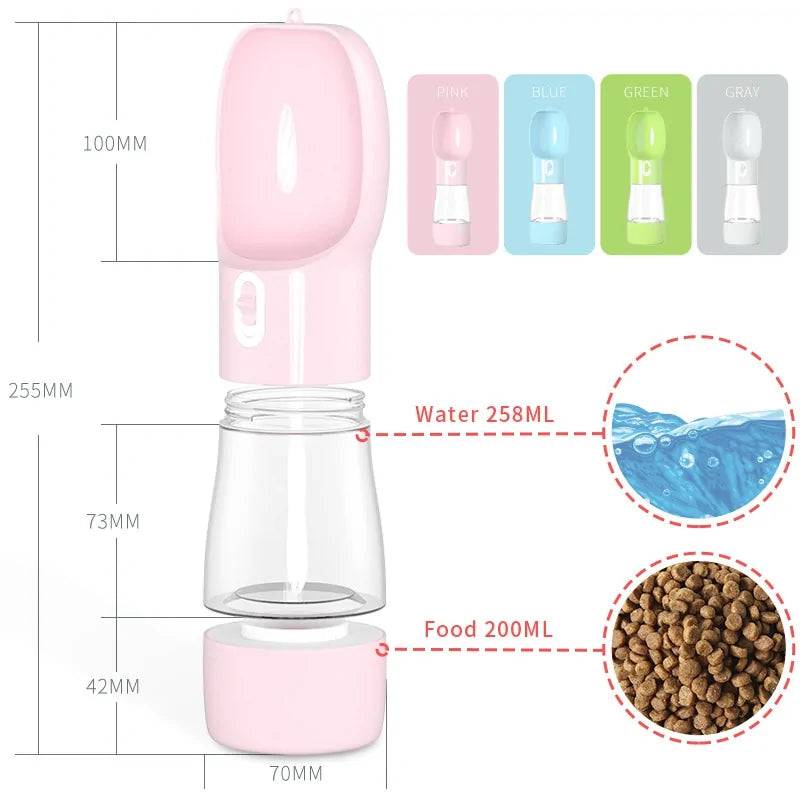 Portable dog travel water bottle feeder