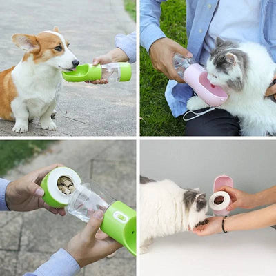 Portable dog travel water bottle feeder